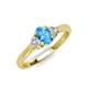 3 - Gianna 7x5 mm Oval Shape Blue Topaz and Round Lab Grown Diamond Three Stone Engagement Ring 