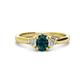 1 - Gianna 7x5 mm Oval Shape London Blue Topaz and Round Lab Grown Diamond Three Stone Engagement Ring 