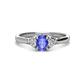 1 - Gianna 7x5 mm Oval Shape Tanzanite and Round Diamond Three Stone Engagement Ring 