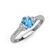 3 - Gianna 7x5 mm Oval Shape Blue Topaz and Round Diamond Three Stone Engagement Ring 