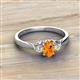 2 - Gianna 7x5 mm Oval Shape Citrine and Round Diamond Three Stone Engagement Ring 