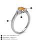 4 - Gianna 7x5 mm Oval Shape Citrine and Round Diamond Three Stone Engagement Ring 