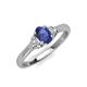 3 - Gianna 7x5 mm Oval Shape Iolite and Round Diamond Three Stone Engagement Ring 