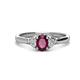 1 - Gianna 7x5 mm Oval Shape Rhodolite Garnet and Round Diamond Three Stone Engagement Ring 