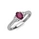 3 - Gianna 7x5 mm Oval Shape Rhodolite Garnet and Round Diamond Three Stone Engagement Ring 