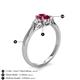 4 - Gianna 7x5 mm Oval Shape Ruby and Round Diamond Three Stone Engagement Ring 