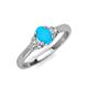 3 - Gianna 7x5 mm Oval Shape Turquoise and Round Diamond Three Stone Engagement Ring 