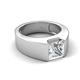 6 - Jordan 2.00 ct GIA Certified Princess Shape Solitaire Natural Diamond (7.00 mm) Men's Wedding Band 