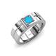 3 - Marcus 0.25 ct Turquoise Solitaire Men Wedding Band (6 mm) 