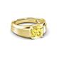 4 - Jude 2.50 ct Cushion Shape Created Yellow Sapphire Solitaire Men Wedding Band (7 mm) 
