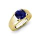 3 - Jude 2.50 ct Cushion Shape Created Blue Sapphire Solitaire Men Wedding Band (7 mm) 
