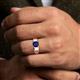 2 - Jude 2.50 ct Cushion Shape Created Blue Sapphire Solitaire Men Wedding Band (7 mm) 