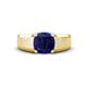 1 - Jude 2.50 ct Cushion Shape Created Blue Sapphire Solitaire Men Wedding Band (7 mm) 