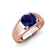 3 - Jude 2.50 ct Cushion Shape Created Blue Sapphire Solitaire Men Wedding Band (7 mm) 