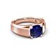 4 - Jude 2.50 ct Cushion Shape Created Blue Sapphire Solitaire Men Wedding Band (7 mm) 