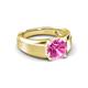 4 - Jude 2.50 ct Cushion Shape Created Pink Sapphire Solitaire Men Wedding Band (7 mm) 