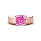 1 - Jude 2.50 ct Cushion Shape Created Pink Sapphire Solitaire Men Wedding Band (7 mm) 