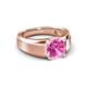 4 - Jude 2.50 ct Cushion Shape Created Pink Sapphire Solitaire Men Wedding Band (7 mm) 