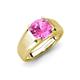3 - Jude 2.50 ct Cushion Shape Created Pink Sapphire Solitaire Men Wedding Band (7 mm) 
