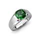 3 - Jude 1.90 ct Cushion Shape Created Emerald Solitaire Men Wedding Band (7 mm) 
