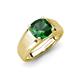3 - Jude 1.90 ct Cushion Shape Created Emerald Solitaire Men Wedding Band (7 mm) 