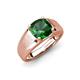 3 - Jude 1.90 ct Cushion Shape Created Emerald Solitaire Men Wedding Band (7 mm) 