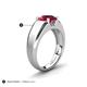 5 - Jude 2.70 ct Cushion Shape Created Ruby Solitaire Men Wedding Band (7 mm) 