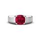 1 - Jude 2.70 ct Cushion Shape Created Ruby Solitaire Men Wedding Band (7 mm) 