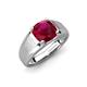 3 - Jude 2.70 ct Cushion Shape Created Ruby Solitaire Men Wedding Band (7 mm) 