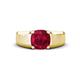 1 - Jude 2.70 ct Cushion Shape Created Ruby Solitaire Men Wedding Band (7 mm) 