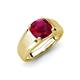 3 - Jude 2.70 ct Cushion Shape Created Ruby Solitaire Men Wedding Band (7 mm) 