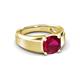 4 - Jude 2.70 ct Cushion Shape Created Ruby Solitaire Men Wedding Band (7 mm) 
