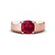 1 - Jude 2.70 ct Cushion Shape Created Ruby Solitaire Men Wedding Band (7 mm) 