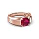 4 - Jude 2.70 ct Cushion Shape Created Ruby Solitaire Men Wedding Band (7 mm) 