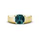 1 - Jude 1.75 ct Cushion Checkerboard Cut London Blue Topaz Solitaire Men Wedding Band (7 mm) 