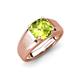 3 - Jude 1.45 ct Cushion Checkerboard Cut Peridot Solitaire Men Wedding Band (7 mm) 