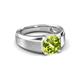 4 - Jude 1.45 ct Cushion Checkerboard Cut Peridot Solitaire Men Wedding Band (7 mm) 