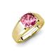 3 - Jude 1.50 ct Cushion Shape Pink Tourmaline Solitaire Men Wedding Band (7 mm) 