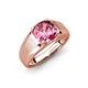 3 - Jude 1.50 ct Cushion Shape Pink Tourmaline Solitaire Men Wedding Band (7 mm) 