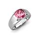 3 - Jude 1.50 ct Cushion Shape Pink Tourmaline Solitaire Men Wedding Band (7 mm) 