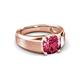4 - Jude 1.50 ct Cushion Shape Pink Tourmaline Solitaire Men Wedding Band (7 mm) 