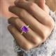 2 - Solina 2.14 ctw Emerald Shape Amethyst accented Lab Grown Diamond Hidden Halo Engagement Ring 