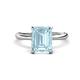 1 - Solina 2.14 ctw Emerald Shape Aquamarine accented Lab Grown Diamond Hidden Halo Engagement Ring 