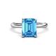 1 - Solina 2.14 ctw Emerald Shape Blue Topaz accented Lab Grown Diamond Hidden Halo Engagement Ring 