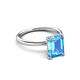 3 - Solina 2.14 ctw Emerald Shape Blue Topaz accented Lab Grown Diamond Hidden Halo Engagement Ring 