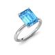 4 - Solina 2.14 ctw Emerald Shape Blue Topaz accented Lab Grown Diamond Hidden Halo Engagement Ring 