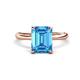 1 - Solina 2.14 ctw Emerald Shape Blue Topaz accented Lab Grown Diamond Hidden Halo Engagement Ring 