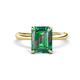 1 - Solina 3.10 ctw Emerald Shape Created Alexandrite accented Lab Grown Diamond Hidden Halo Engagement Ring 