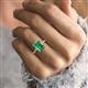 2 - Solina 3.10 ctw Emerald Shape Created Alexandrite accented Lab Grown Diamond Hidden Halo Engagement Ring 