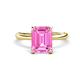1 - Solina 2.64 ctw Emerald Shape Pink Sapphire accented Lab Grown Diamond Hidden Halo Engagement Ring 